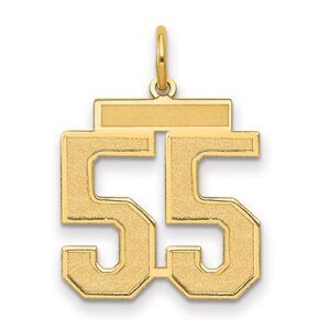 14k Yellow Gold, Jersey Collection, Medium Number 55 Pendant